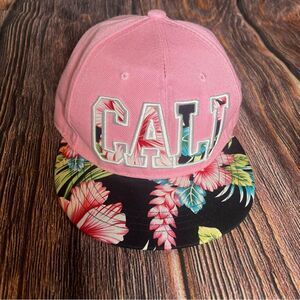 Floral Print Cali Snapback Cap Hat Pink Black Hawaiian Streetwear Women’s‎
